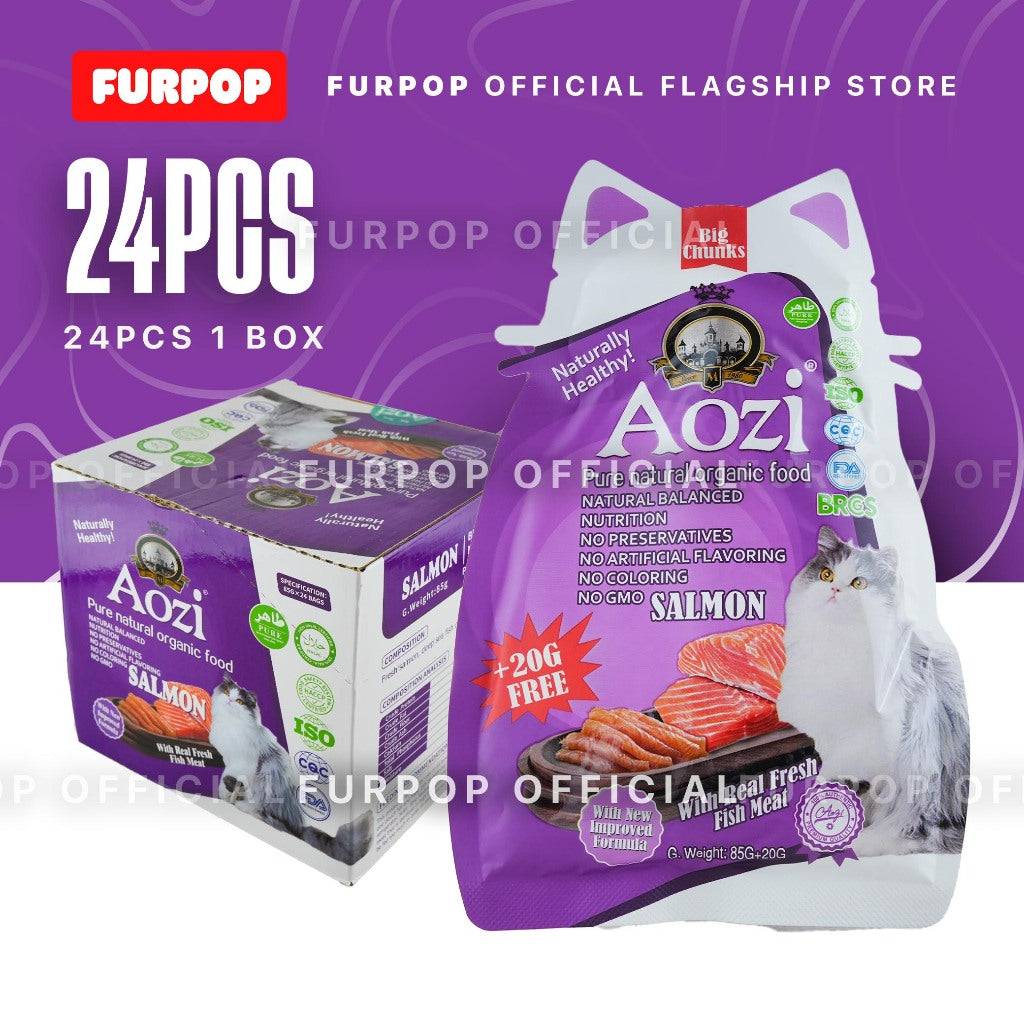 24Pcs Aozi Cat Pouch 1BOX Cat Wet Food Cat Pet Essentials All Stages Adult Kitten | FURPOP