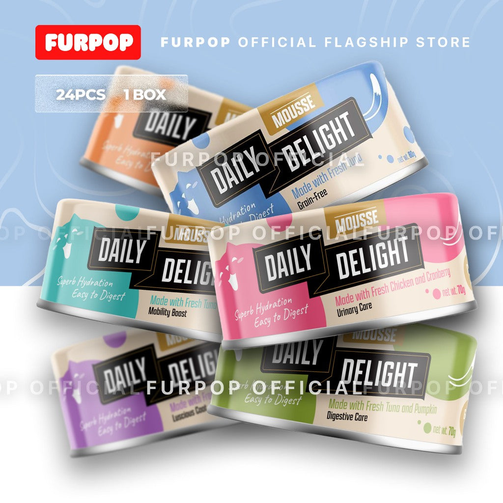 24pcs Daily Delight Mousse (1BOX 70 / 80g) Wet Cat Food Canned | Furpop