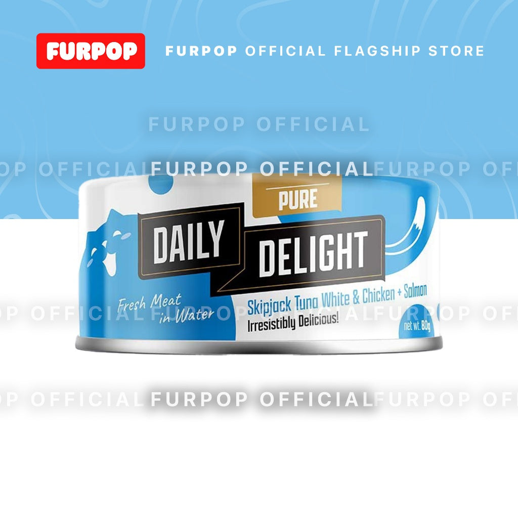 24pcs Daily Delight Pure Cat Canned Food 80g – Skipjack Tuna & Chicken Wet Food for Cats | FURPOP