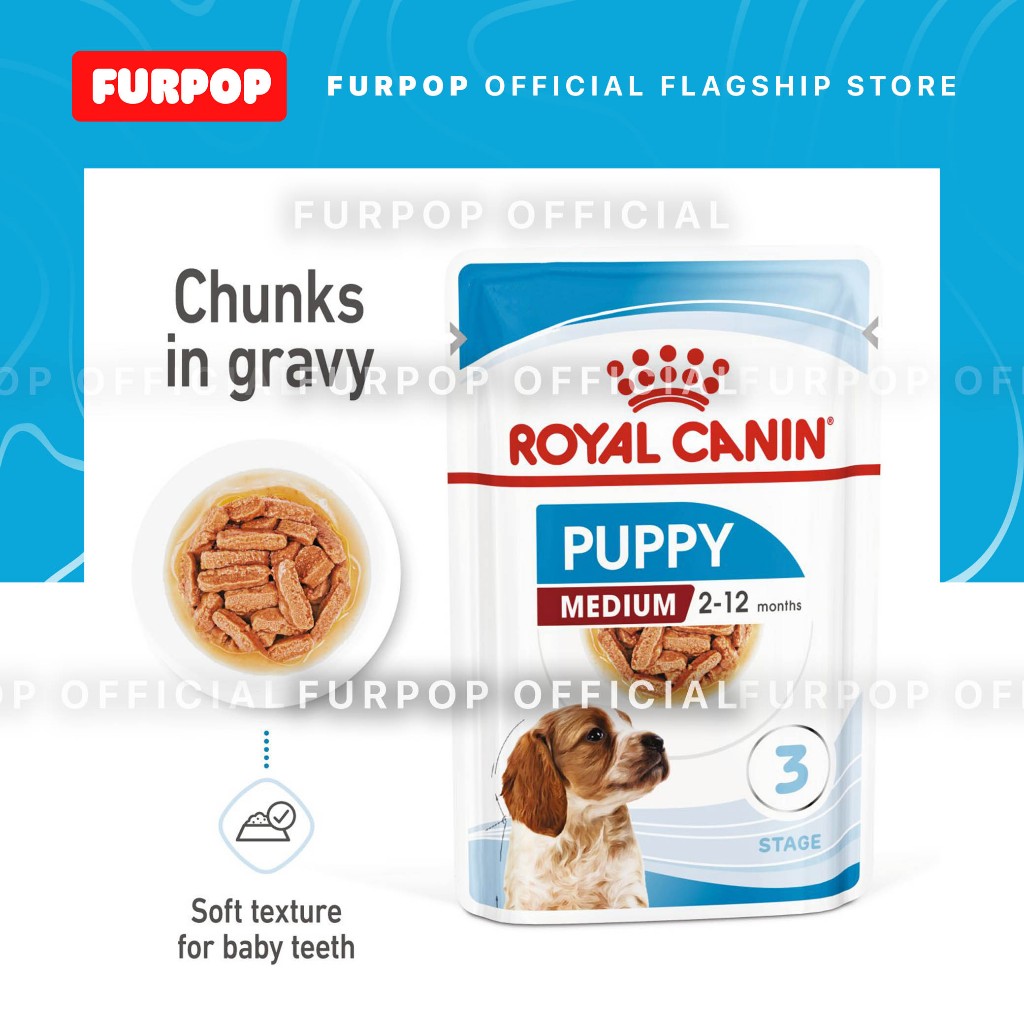 Royal Canin Medium Puppy (140g x 10 pouches) Wet Food - Size Health Nutrition | FURPOP