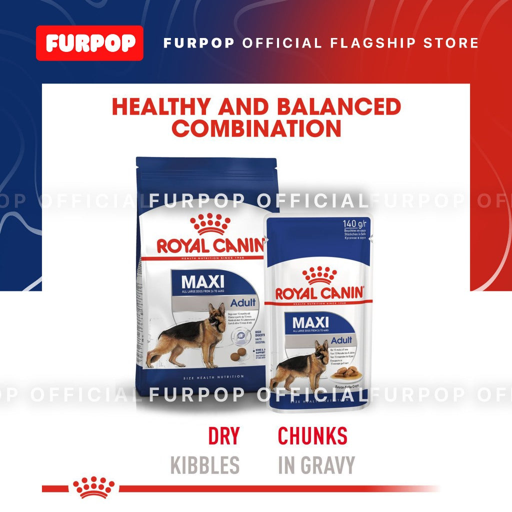 Royal Canin Maxi Adult (140g x 10 pouches) Wet Dog Food - Size Health Nutrition | FURPOP