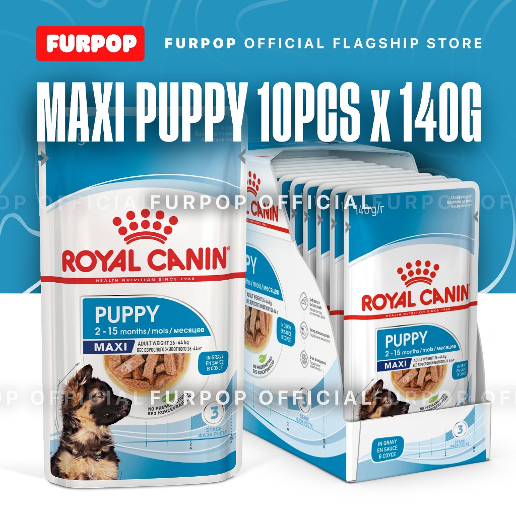 Royal Canin Maxi Puppy (140g x 10 pouches) Wet Dog Food - Size Health Nutrition | FURPOP