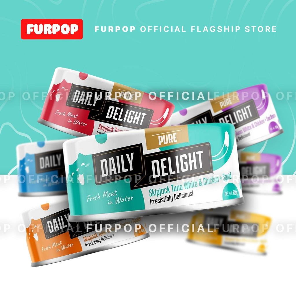 24pcs Daily Delight Pure Cat Canned Food 80g – Skipjack Tuna & Chicken Wet Food for Cats | FURPOP