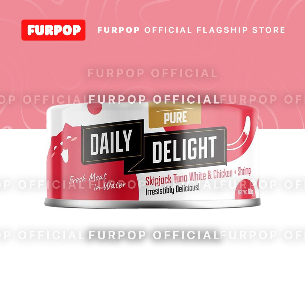 24pcs Daily Delight Pure Cat Canned Food 80g – Skipjack Tuna & Chicken Wet Food for Cats | FURPOP