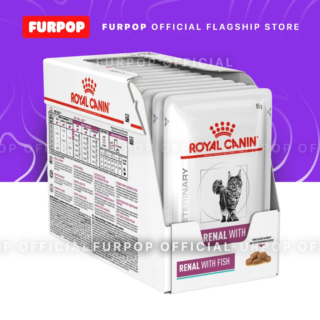Royal Canin Renal with Fish One Box (12 pouches of 85g) Wet Cat Food VHN Vet Cat Food | FURPOP