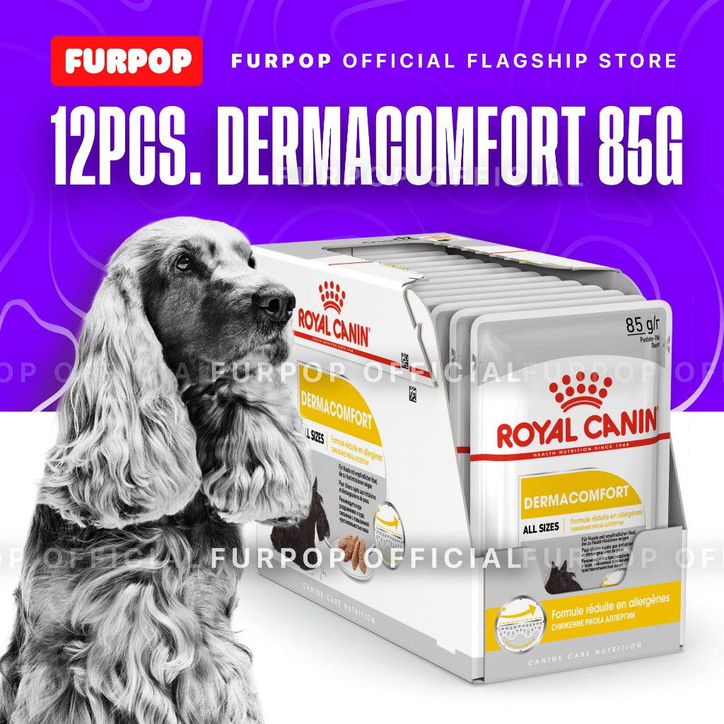 12pcs Royal Canin Dermacomfort (85g x 12 pouches) Adult Wet Dog Food - Canine Care Nutrition