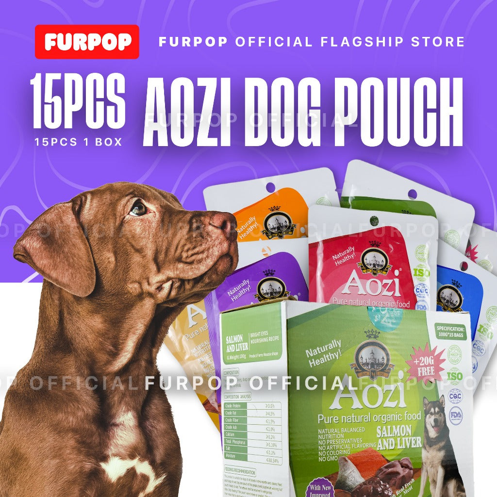 15pcs Aozi Pouch Dog 100g (1BOX) Natural Organic Puppy Wet Food Pet Essential | FURPOP