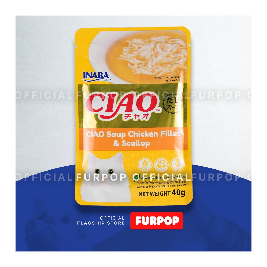 Ciao Inaba 16pcs 40G Pouch Creamy Soup Fillet Cat Treats 40g 16pcs Premium Treats | FURPOP