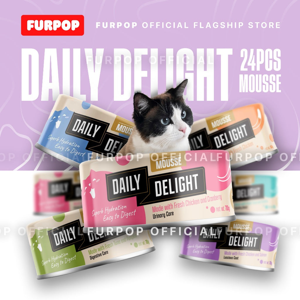 24pcs Daily Delight Mousse (1BOX 70 / 80g) Wet Cat Food Canned | Furpop
