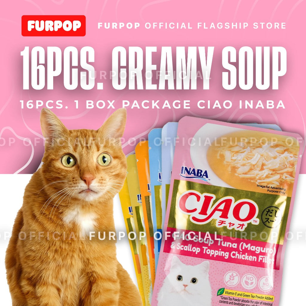 Ciao Inaba 16pcs 40G Pouch Creamy Soup Fillet Cat Treats 40g 16pcs Premium Treats | FURPOP