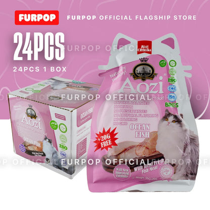 24Pcs Aozi Cat Pouch 1BOX Cat Wet Food Cat Pet Essentials All Stages Adult Kitten | FURPOP