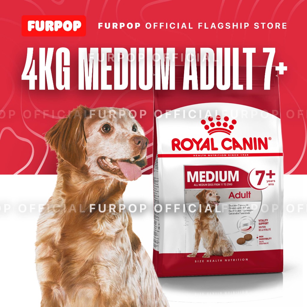 Royal Canin Medium Adult 7+ (4KG) Dry Dog Food - Size Health Nutrition | FURPOP