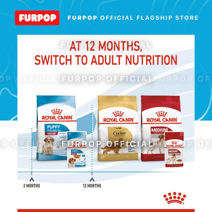 Royal Canin Medium Puppy (140g x 10 pouches) Wet Food - Size Health Nutrition | FURPOP