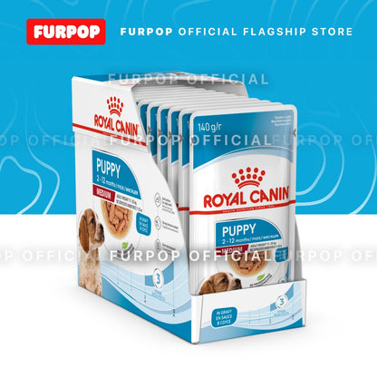 Royal Canin Medium Puppy (140g x 10 pouches) Wet Food - Size Health Nutrition | FURPOP