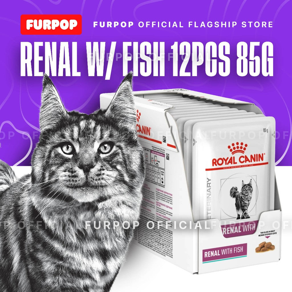 Royal Canin Renal with Fish One Box (12 pouches of 85g) Wet Cat Food VHN Vet Cat Food | FURPOP