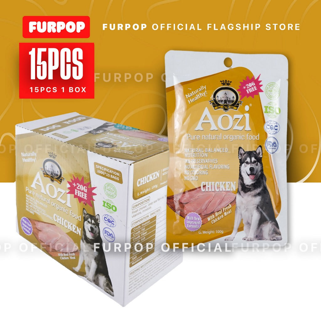 15pcs Aozi Pouch Dog 100g (1BOX) Natural Organic Puppy Wet Food Pet Essential | FURPOP