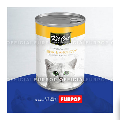 Kit Cat 24pcs(1box) Wild Caught Tuna Grain Free Super Premium Wet Cat Food 24pcs x 400g in Can