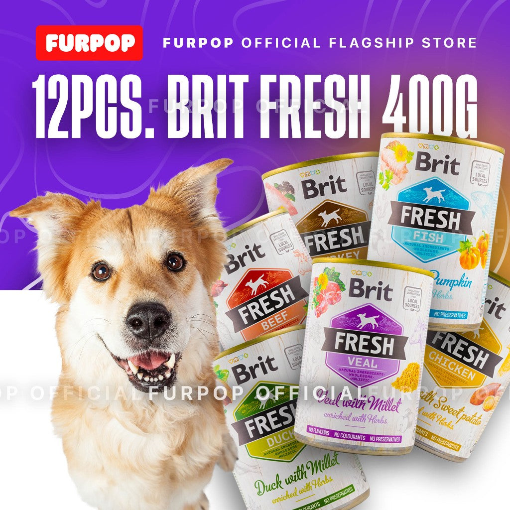 12pcs Brit Fresh Dog Wet Food Can 400G | FURPOP