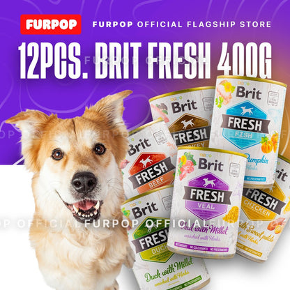 12pcs Brit Fresh Dog Wet Food Can 400G | FURPOP