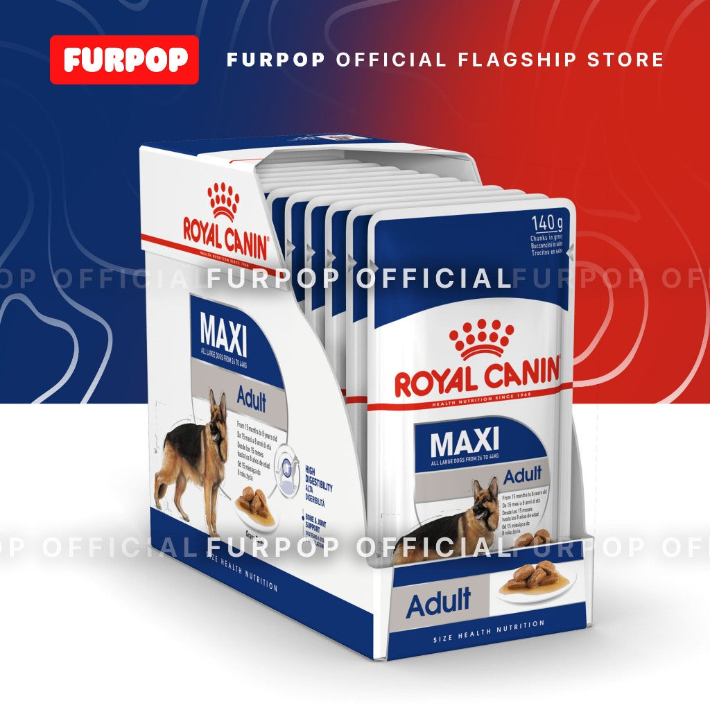 Royal Canin Maxi Adult (140g x 10 pouches) Wet Dog Food - Size Health Nutrition | FURPOP