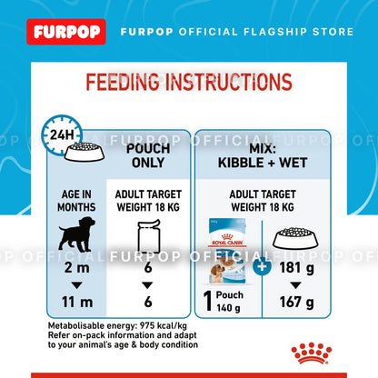 Royal Canin Medium Puppy (140g x 10 pouches) Wet Food - Size Health Nutrition | FURPOP