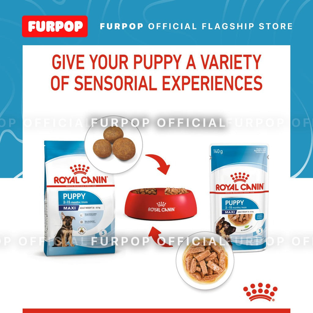 Royal Canin Maxi Puppy (140g x 10 pouches) Wet Dog Food - Size Health Nutrition | FURPOP