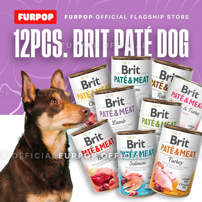 12pcs Brit Pate and Meat Dog in Can Food GRAIN-FREE 400g | FURPOP