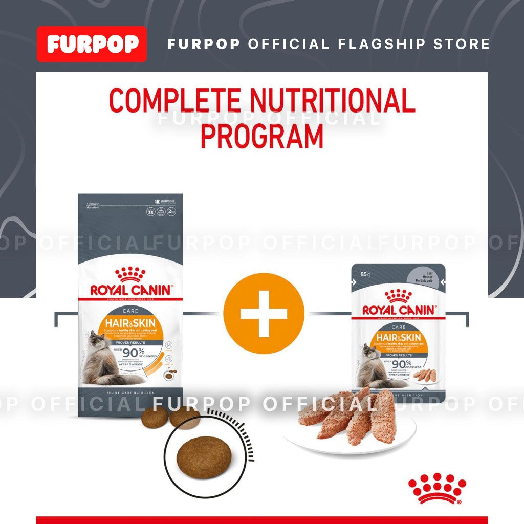 Royal Canin Hair and Skin 85gx12 Pouch Adult Wet Cat Food - Feline Care Nutrition | FURPOP