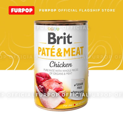 12pcs Brit Pate and Meat Dog in Can Food GRAIN-FREE 400g | FURPOP