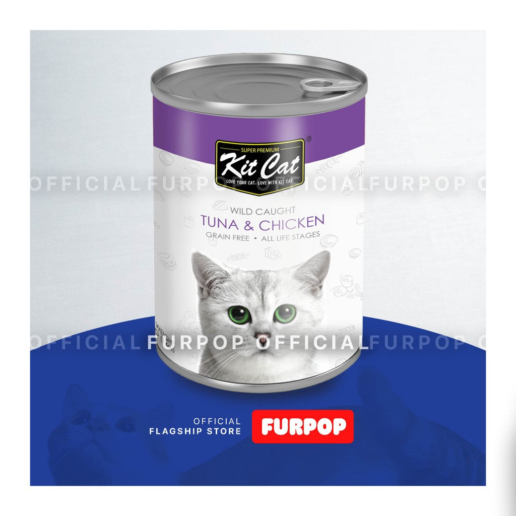 Kit Cat Wild Caught Tuna Grain Free Super Premium Wet Cat Food 400g in Can