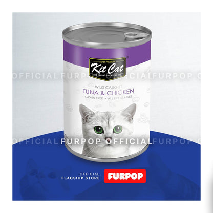 Kit Cat Wild Caught Tuna Grain Free Super Premium Wet Cat Food 400g in Can