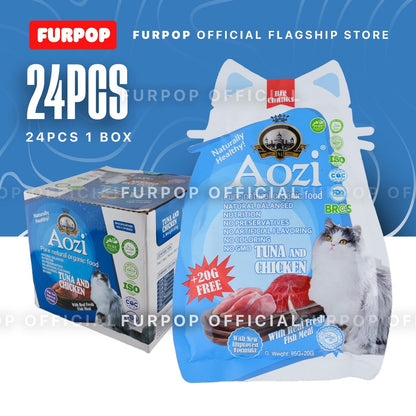 24Pcs Aozi Cat Pouch 1BOX Cat Wet Food Cat Pet Essentials All Stages Adult Kitten | FURPOP