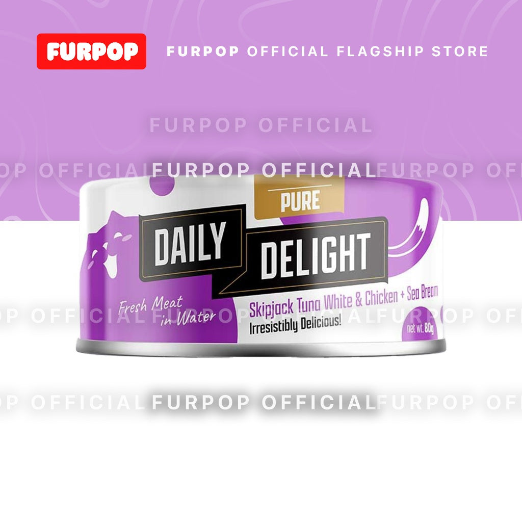 24pcs Daily Delight Pure Cat Canned Food 80g – Skipjack Tuna & Chicken Wet Food for Cats | FURPOP