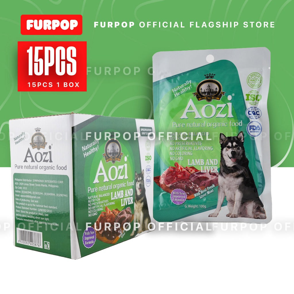 15pcs Aozi Pouch Dog 100g (1BOX) Natural Organic Puppy Wet Food Pet Essential | FURPOP
