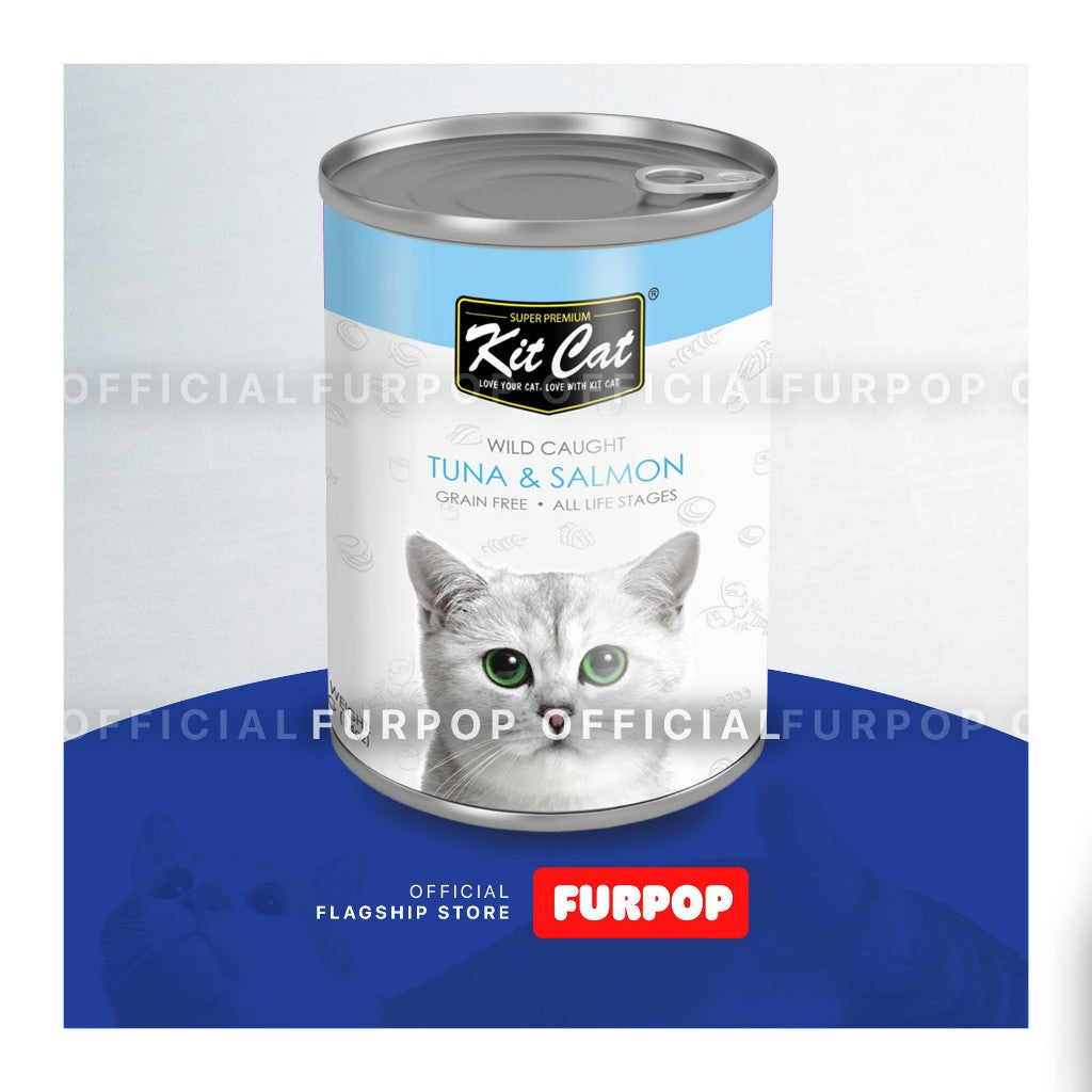 Kit Cat 24pcs(1box) Wild Caught Tuna Grain Free Super Premium Wet Cat Food 24pcs x 400g in Can