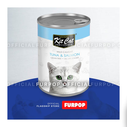 Kit Cat 24pcs(1box) Wild Caught Tuna Grain Free Super Premium Wet Cat Food 24pcs x 400g in Can