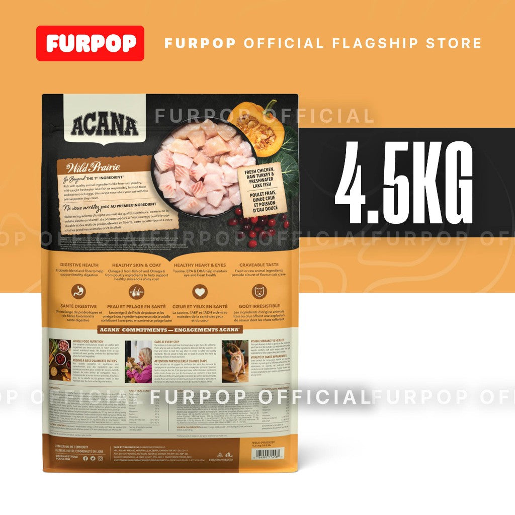 Acana 4.5kg Wild Prairie Cat & Kitten Dry Cat Food High Protein Premium Food | FURPOP