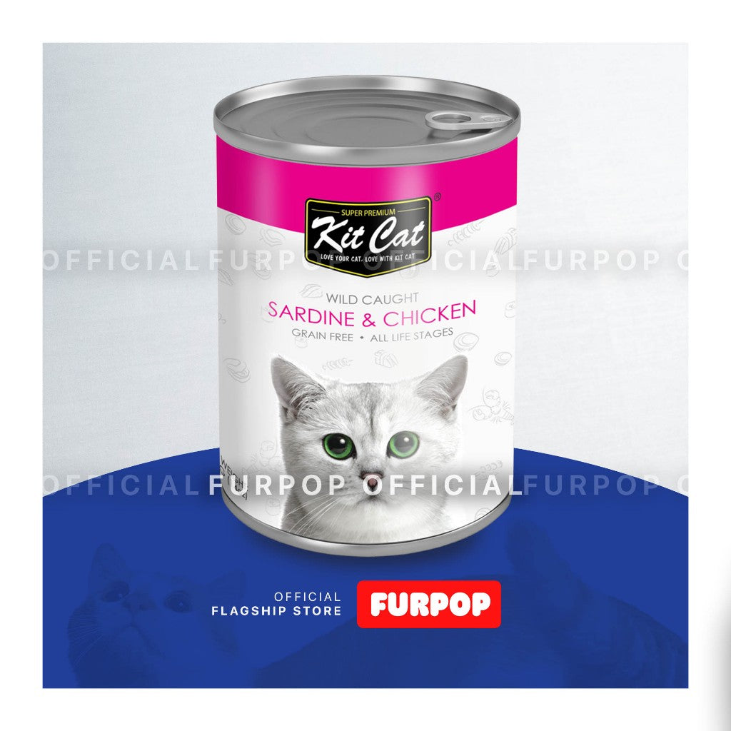Kit Cat 24pcs(1box) Wild Caught Tuna Grain Free Super Premium Wet Cat Food 24pcs x 400g in Can