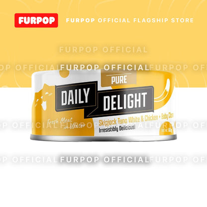 24pcs Daily Delight Pure Cat Canned Food 80g – Skipjack Tuna & Chicken Wet Food for Cats | FURPOP
