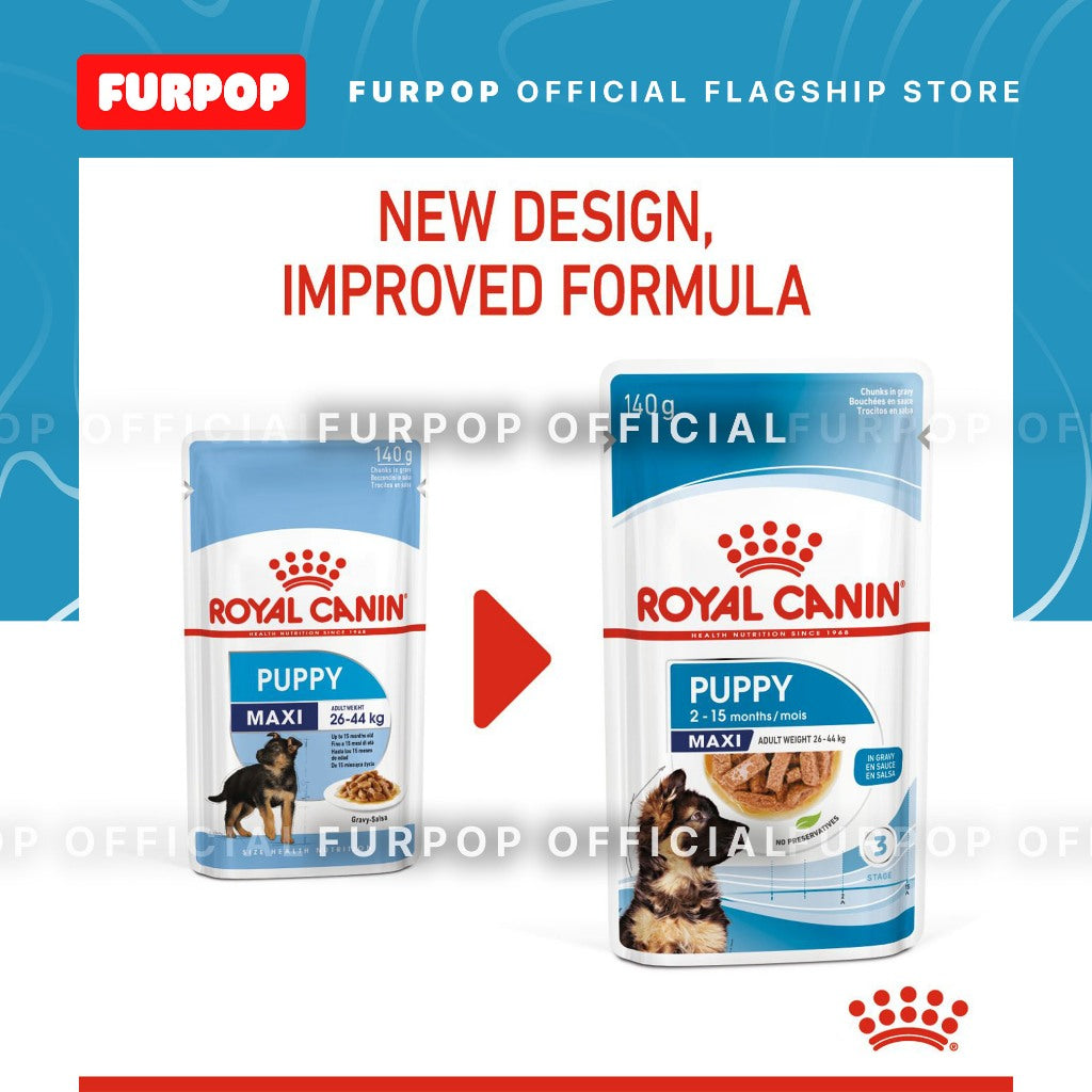 Royal Canin Maxi Puppy (140g x 10 pouches) Wet Dog Food - Size Health Nutrition | FURPOP