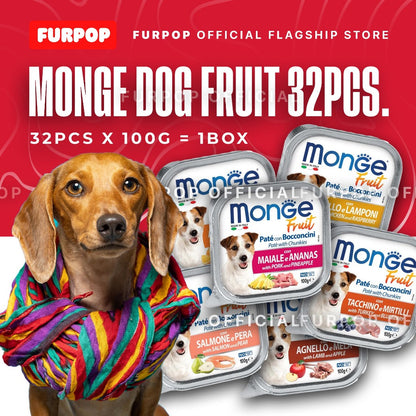 Monge Fruit Wet Food for Dogs 32pcs x 100G (1 BOX) | FURPOP