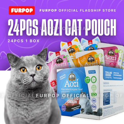 24Pcs Aozi Cat Pouch 1BOX Cat Wet Food Cat Pet Essentials All Stages Adult Kitten | FURPOP