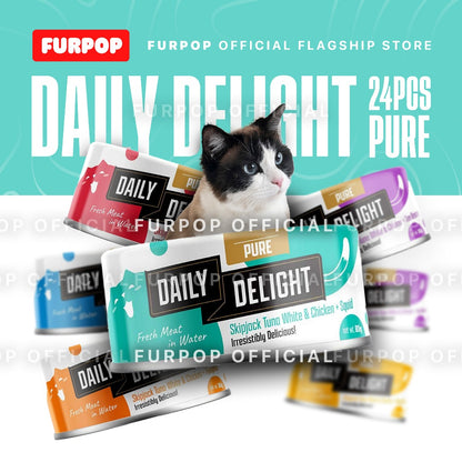 24pcs Daily Delight Pure Cat Canned Food 80g – Skipjack Tuna & Chicken Wet Food for Cats | FURPOP