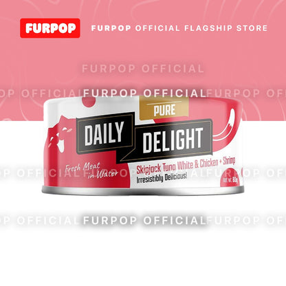 24pcs Daily Delight Pure Cat Canned Food 80g – Skipjack Tuna & Chicken Wet Food for Cats | FURPOP