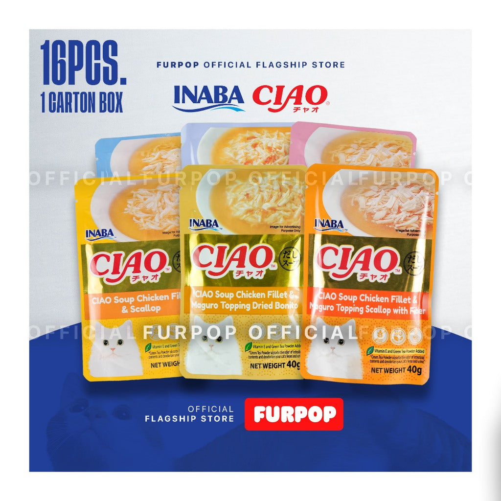 Ciao Inaba 16pcs 40G Pouch Creamy Soup Fillet Cat Treats 40g 16pcs Premium Treats | FURPOP