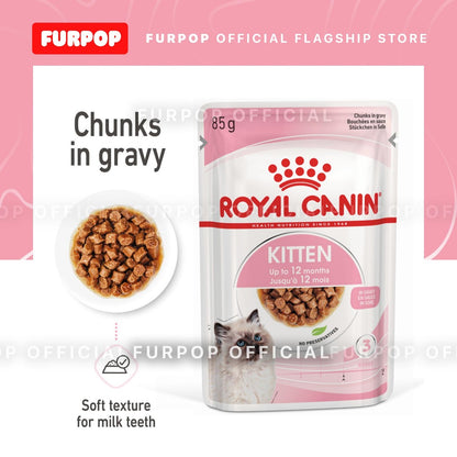 Royal Canin 12pcs Kitten Instinctive 85Gx12 Wet Pouch Cat Feline SPT Range | FURPOP