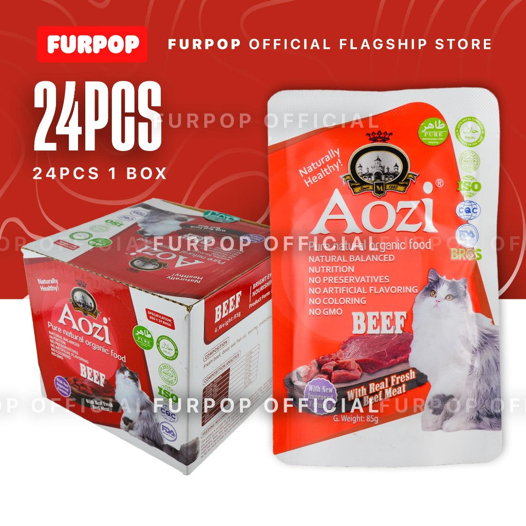 24Pcs Aozi Cat Pouch 1BOX Cat Wet Food Cat Pet Essentials All Stages Adult Kitten | FURPOP