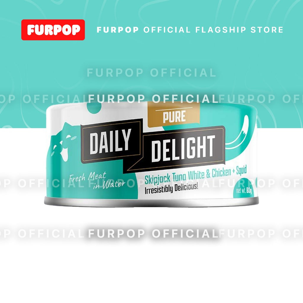 24pcs Daily Delight Pure Cat Canned Food 80g – Skipjack Tuna & Chicken Wet Food for Cats | FURPOP