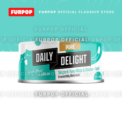 24pcs Daily Delight Pure Cat Canned Food 80g – Skipjack Tuna & Chicken Wet Food for Cats | FURPOP