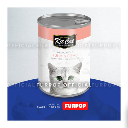 Kit Cat Wild Caught Tuna Grain Free Super Premium Wet Cat Food 400g in Can